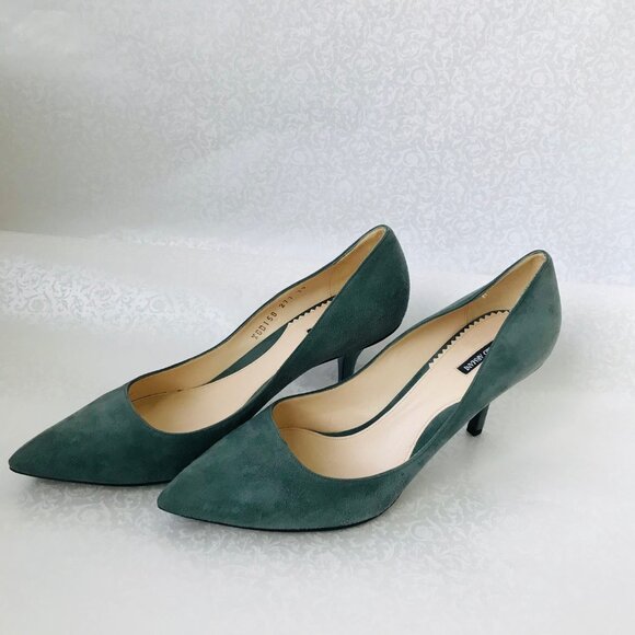 Giorgio Armani Pointed Toe Green Suede Heels Size EU 39 Made in Italy Pre-Owned - Picture 4 of 16